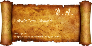 Mahács Ahmed névjegykártya